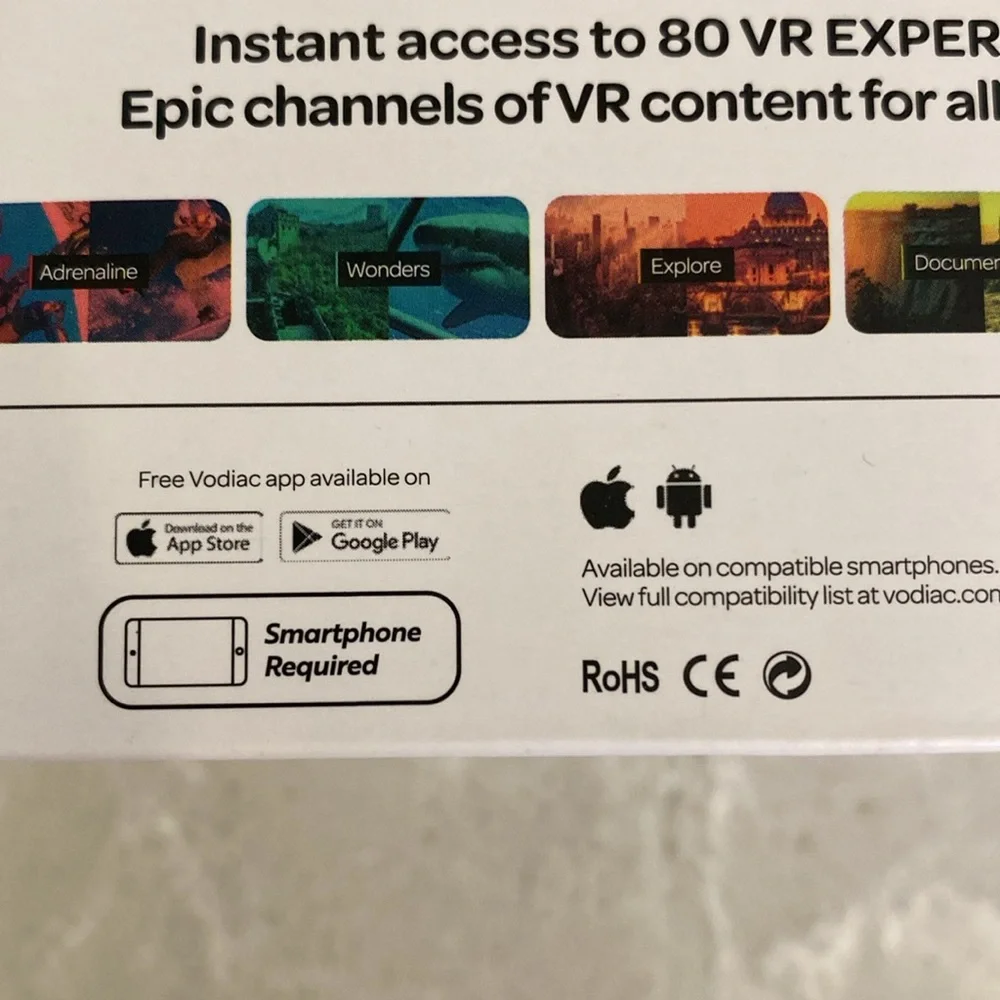 Vodiac VR Headset for Smart Phone with 80 Experiences Virtual Reality